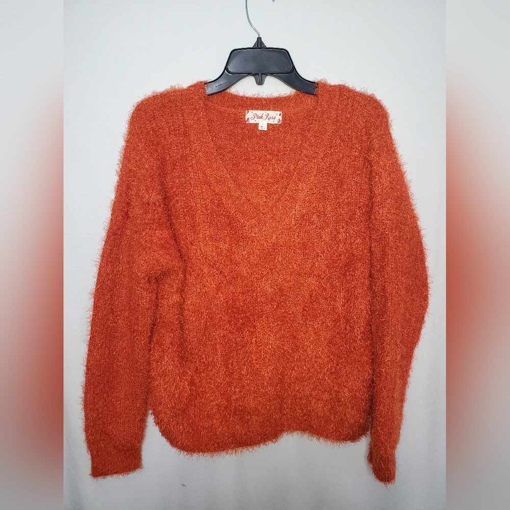 Pre-Loved Women’s Pink Rose Orange Long Sleeve Sweater Size Small
